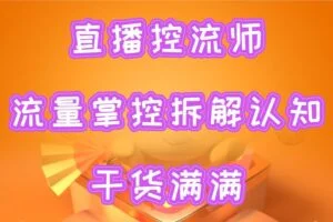 直播控流师，流量掌控拆解认知，干货满满