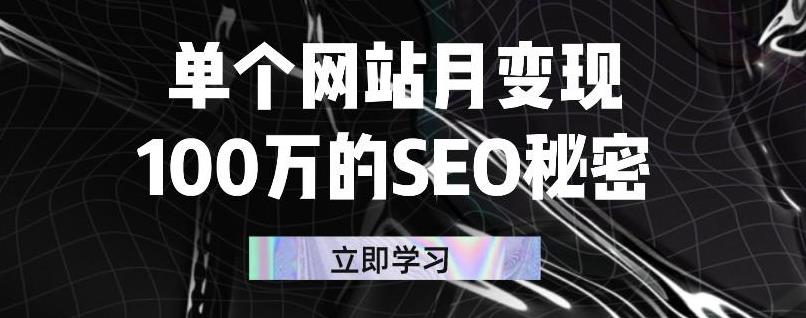 单个网站月变现100万的SEO秘密，百分百做出赚钱站点 平台引流 第1张