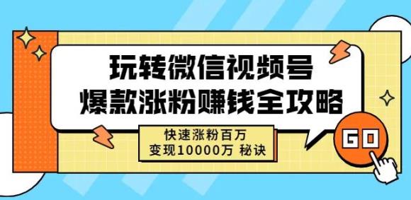 玩转微信视频号爆款涨粉赚钱全攻略，快速涨粉百万变现万元秘诀 平台引流 第1张