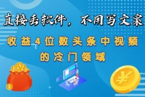 直接丢软件，不用写文案，收益4位数头条中视频的冷门领域