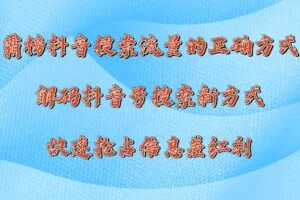 霸榜抖音搜索流量的正确方式，解码抖音号搜索新方式,快速抢占信息差红利