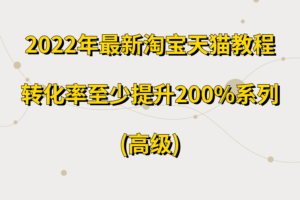 2022年最新淘宝天猫教程-转化率至少提升200%系列(高级)
