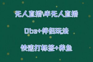 无人直播，半无人直播，Obs+伴侣玩法，快速打标签+养鱼