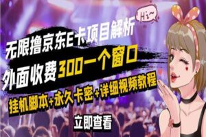京东无限E卡全自动挂机项目，号称日入500–1000【永久版脚本+详细操作教程】