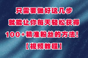 只需要做好这几步，就能让你每天轻松获得100+精准粉丝的方法！【视频教程】
