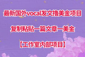 最新国外vocal发文撸美金项目，复制粘贴一篇文章一美金【工作室内部项目】
